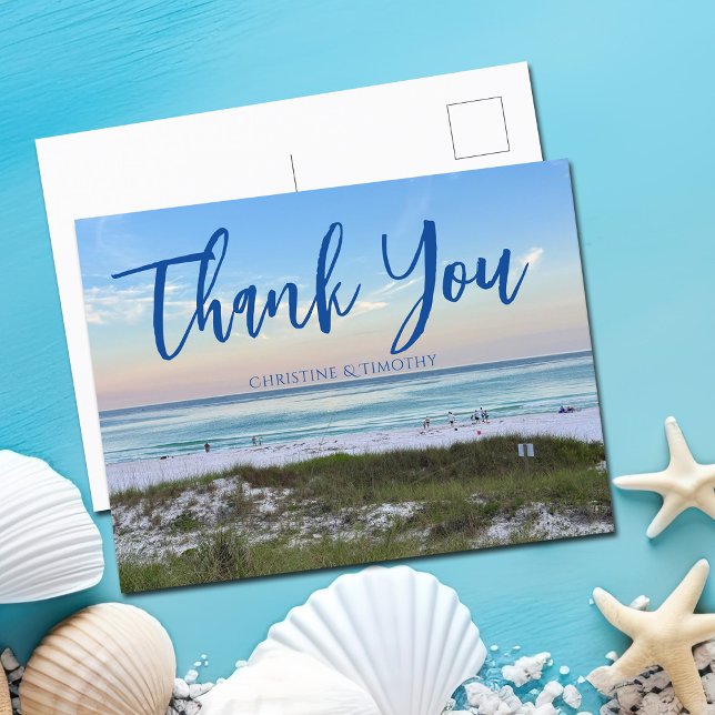 Beautiful Beach Wedding Sunset Custom Thank You Postcard (Creator Uploaded)