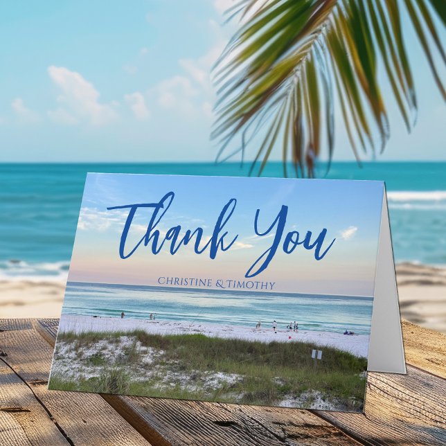 Beautiful Beach Wedding Sunset Personalised Thank You Card (Creator Uploaded)