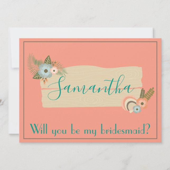 Beautiful Beach Will you be my bridesmaid  (Front)