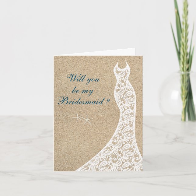 Beautiful Beach Will you be my Bridesmaid Card (Front)