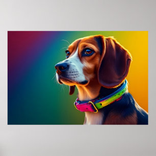 Beautiful Beagle Dog With Vibrant Collar Poster