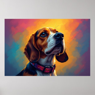 Beautiful Beagle Dog With Vibrant Collar Poster