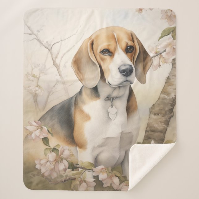Beautiful Beagle Sherpa Blanket (Front)