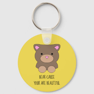 Beautiful Bear Yellow Cute Funny Key Ring
