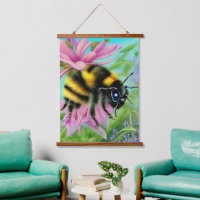 Beautiful Bee on a Pink Flower Close up