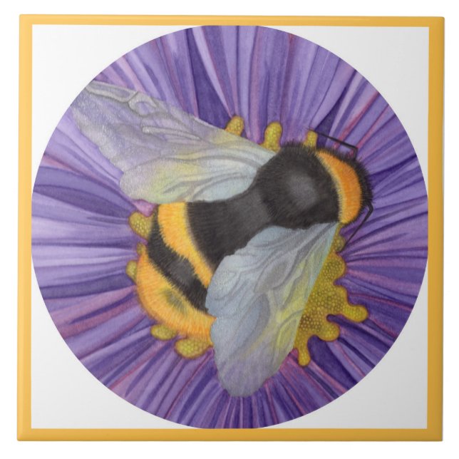 Beautiful Bee Wall Tile 4 x 4 or 6 x 6 Trivet Bees (Front)
