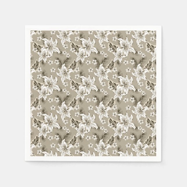 Beautiful beige flower pattern napkin (Front)