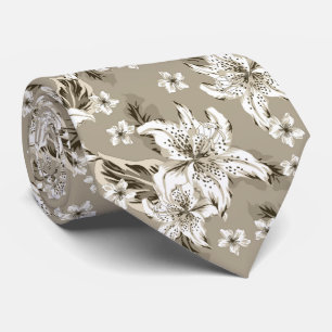 Beautiful beige flower pattern tie