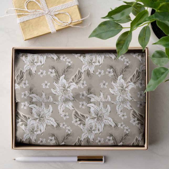 Beautiful beige flower pattern tissue paper (Gift)