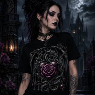 Beautiful Bejewelled Gothic Dragon with a Rose Tri-Blend Shirt