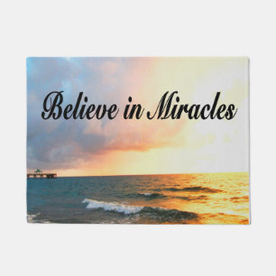 BEAUTIFUL BELIEVE IN MIRACLES SUNRISE DESIGN DOORMAT