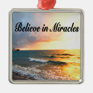 BEAUTIFUL BELIEVE IN MIRACLES SUNRISE DESIGN METAL TREE DECORATION