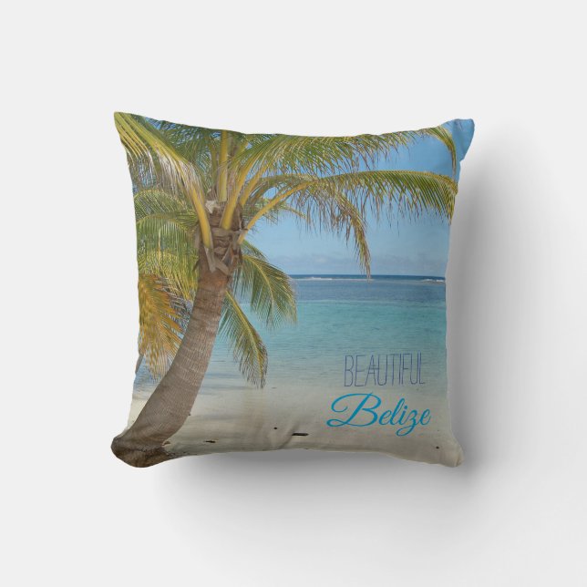 Beautiful Belise Beach and Barrier Reef Scene Cushion (Front)