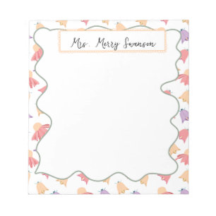 Beautiful Bell Floral Pattern with Name Notepad