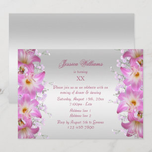 Beautiful Belladonna Lilies Flowers Birthday Invitation