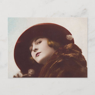 Beautiful Belle Epoque Woman Antique Glamour Postc Postcard