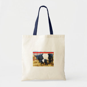 Beautiful Belted Galloway cow and calf watercolour Tote Bag