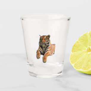 Beautiful Bengal Tiger Face & Paws Photo Shot Glass