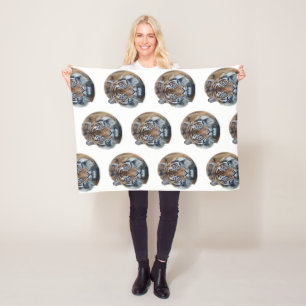 Beautiful Bengal Tiger Face Photo Fleece Blanket