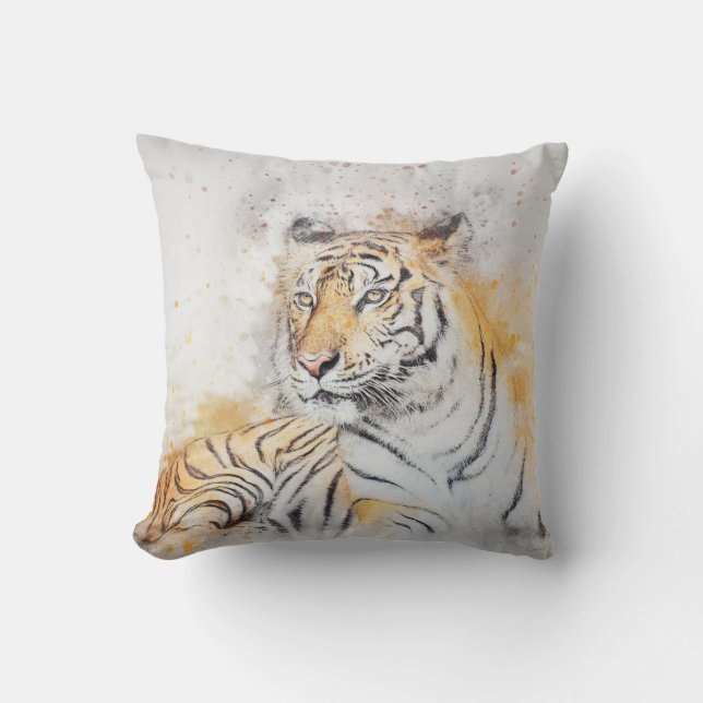 Beautiful Bengal Tiger Painting Cushion (Front)
