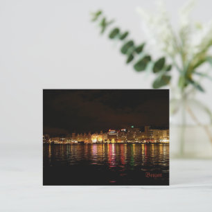 Beautiful Bergen city at night, Norway Holiday Postcard