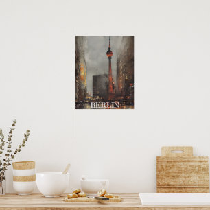 Beautiful Berlin Alexanderplatz Illustration Poster
