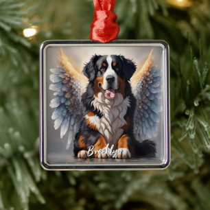 Beautiful Bernese Mountain Dog with Wings Metal Tree Decoration