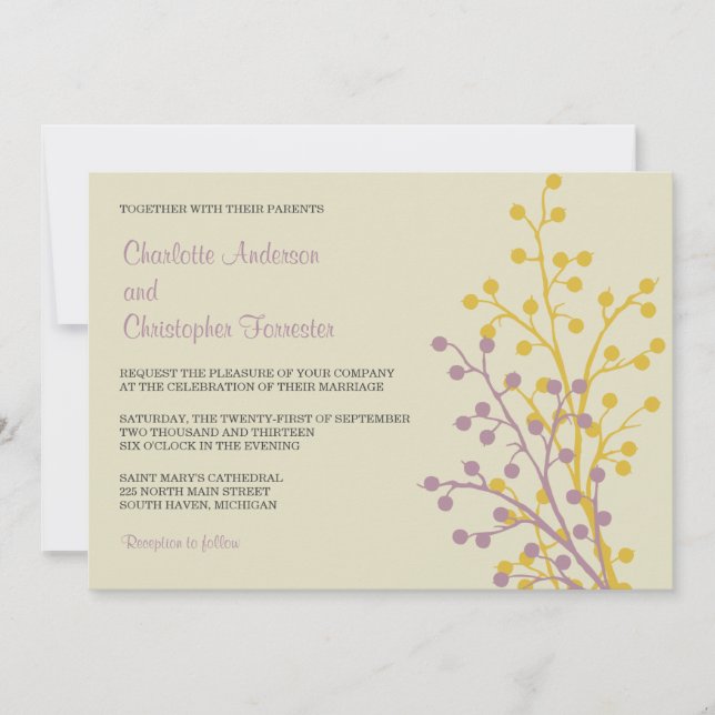 Beautiful Berries Custom Wedding Invitations (Front)