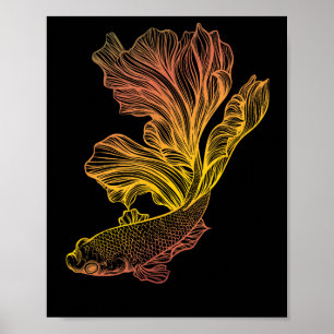 Beautiful Betta Fish Fighting Siamese Halfmoon Gif Poster
