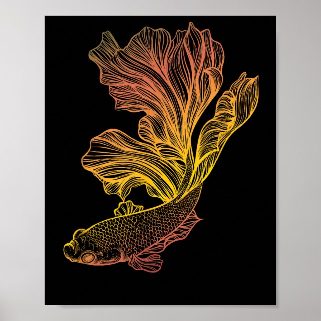 Beautiful Betta Fish Fighting Siamese Halfmoon Gif Poster (Front)