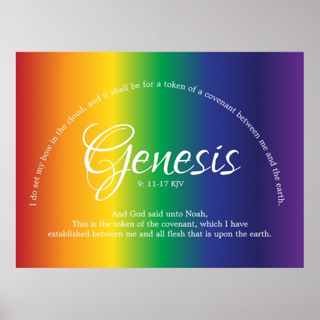 Beautiful Bible Quote Rainbow Stripes Poster (Front)