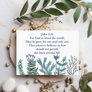 Beautiful Bible Verse John 3:16 Religious Easter Holiday Card