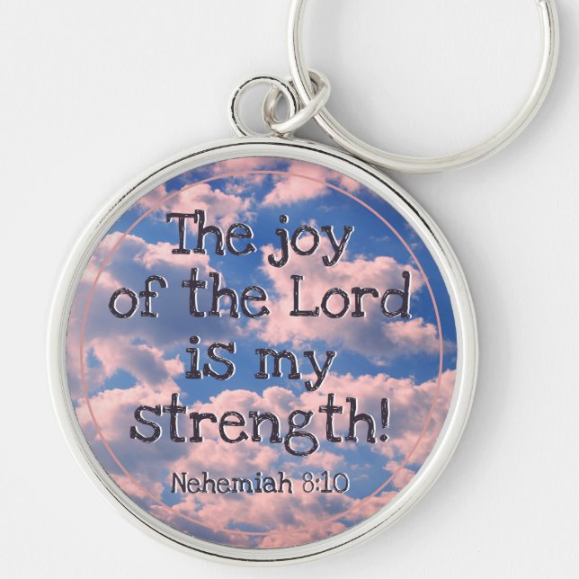 Beautiful Bible Verse Pastel Clouds Photo Template Key Ring (Front)