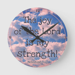 Beautiful Bible Verse Pastel Clouds Photo Template Round Clock