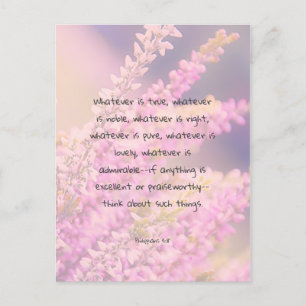 Beautiful Bible Verse Quote with Pink Flowers Postcard