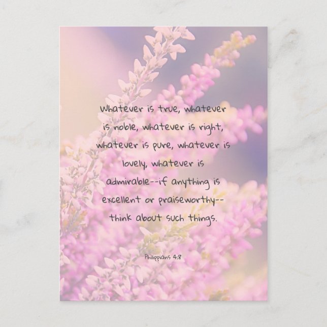 Beautiful Bible Verse Quote with Pink Flowers Postcard (Front)