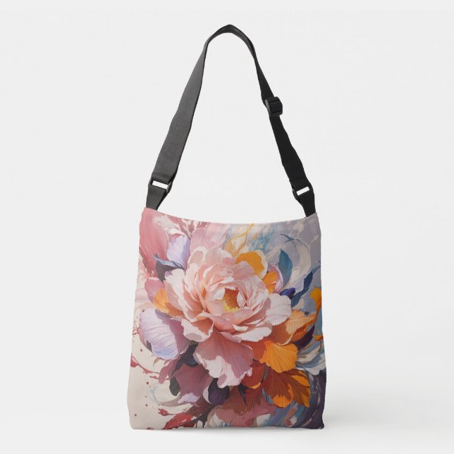 Beautiful Big Flower in Both Side Crossbody Bag (Front)