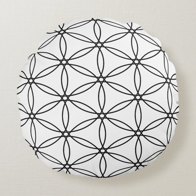 Beautiful Big Flower of Life Pattern Round Cushion (Front)