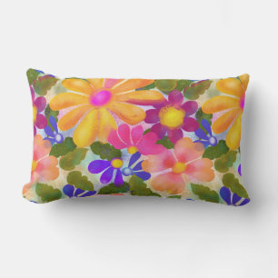 Beautiful Big Flowers Lumbar Cushion
