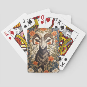 Beautiful Big Horn Sheep William Morris Inspired Playing Cards