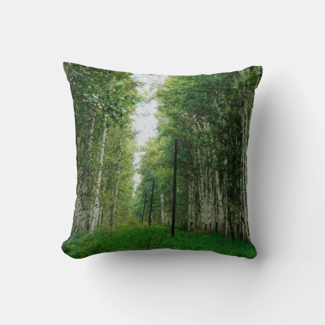 Beautiful Birch Tree Forest Art Cushion (Front)