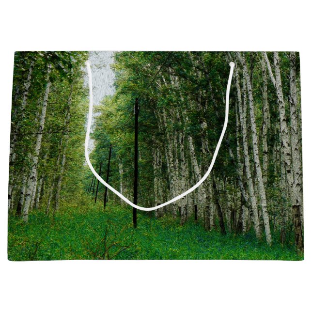 Beautiful Birch Tree Forest Large Gift Bag (Front)