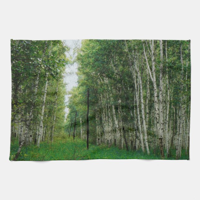 Beautiful Birch Tree Forest Tea Towel (Horizontal)