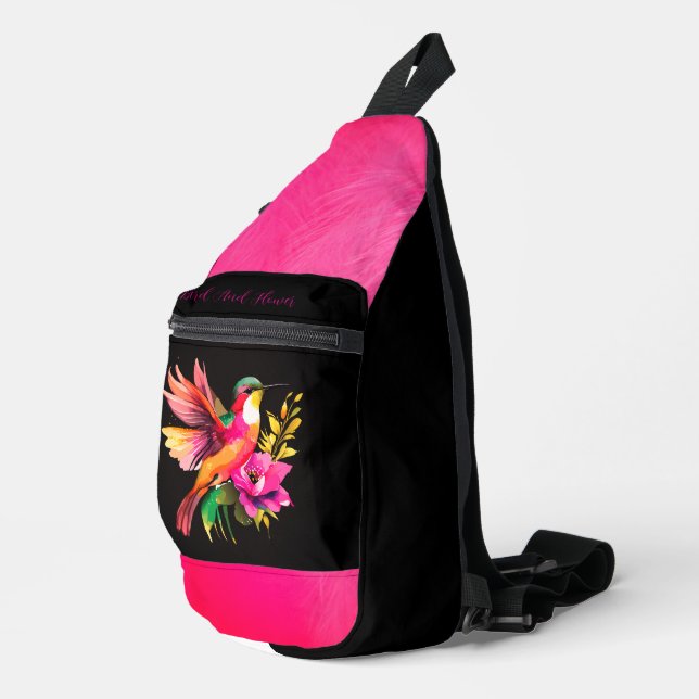 Beautiful Bird and Flowers Pattern,Modern Trendy Sling Bag (Right Corner)