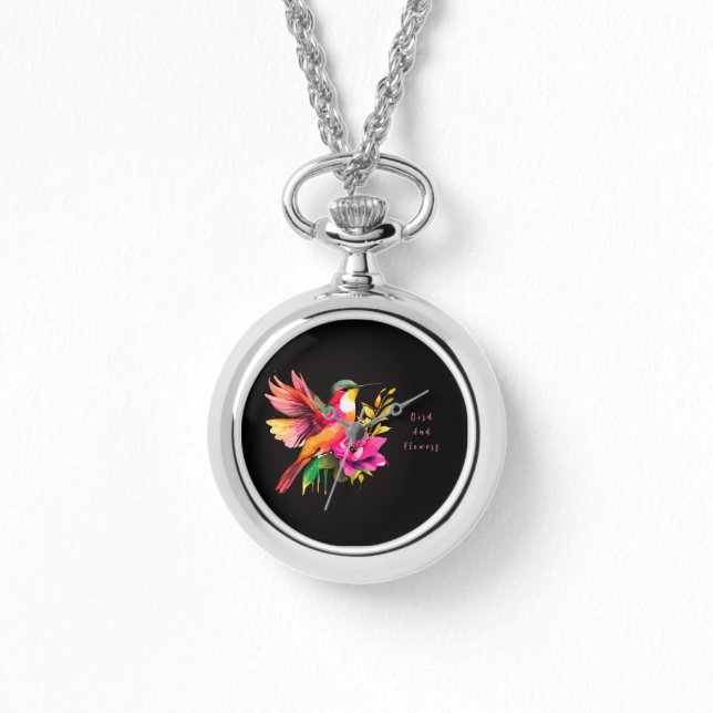 Beautiful Bird and Flowers Pattern , Modern Watch (Front)