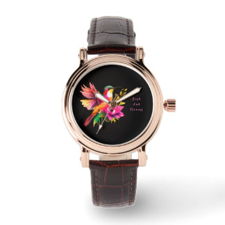 Beautiful Bird and Flowers Pattern , Modern Watch