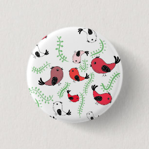 Beautiful bird themed design, patterned 3 cm round badge