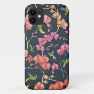 Beautiful birds and orchids pattern Case-Mate iPhone case