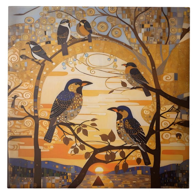 Beautiful Birds At Sunrise  Tile (Front)