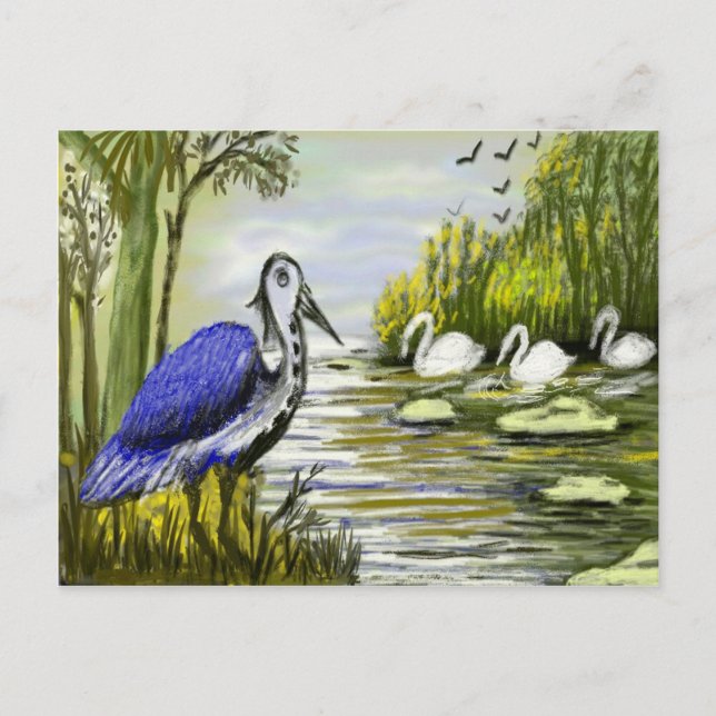 Beautiful Birds By Lakeside Postcard (Front)